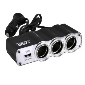Разветвитель прикуривателя 3-х гнездовой 12V 1USB SKYWAY S02301007 SKYWAY