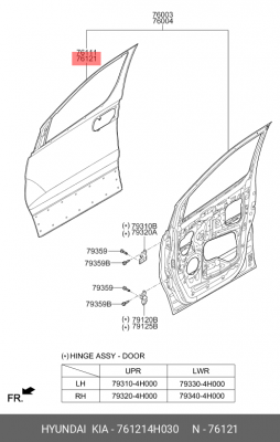 ДВЕРЬ 761214H030 HYUNDAI KIA