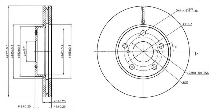 Диск тормозной TOYOTA Corolla (13-) передний (1шт.) NIBK RN21001 NIBK