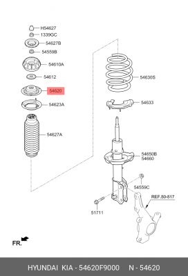 Чашка пружины HYUNDAI Solaris (17-) KIA Rio (17-) передней верхняя OE 54620F9000 HYUNDAI KIA