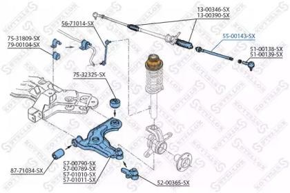 тяга рулевая!\ Ford Fiesta 96>, Mazda 121 all 96> 55-00143-SX STELLOX