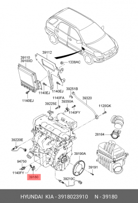 Датчик положения коленвала KIA SPORTAGE 04- 2,0/HYUNDAI TUCSON 04- 2,0 39180-239 3918023910 HYUNDAI KIA