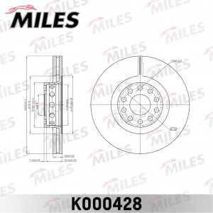 Диск тормозной передний D323мм. AUDI A8 2.5-6.0 94-10/VW PHAETON 3.2 02- (TRW DF K000428 MILES
