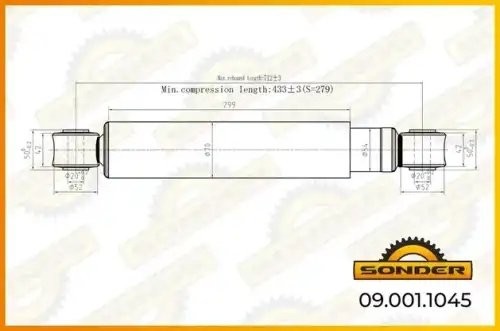 Амортизатор подвески O/O 445-716 d20x55/d20x55 090011045 SONDER