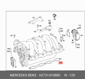 прокладка впускного коллектора! (м)\ MB OM273 A 273 141 08 80 MERCEDES BENZ