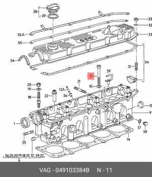 болт ГБЦ! 1шт.\ Audi 80/100/A4/A6 1.3-2.3 <95 049 103 384 B VAG