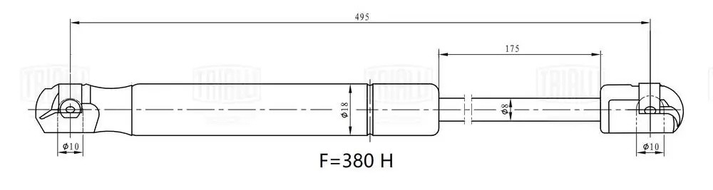 Упор газовый (амортизатор) Kia Soul (14-) (крышки багажника) (GS 0854) GS0854 TRIALLI