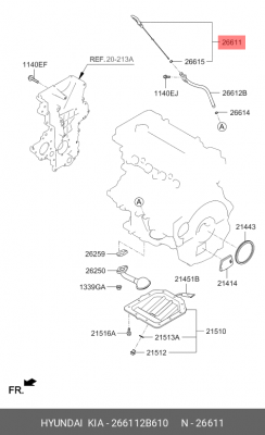 Щуп уровня масла HYUNDAI Accent (11-) OE 266112B610 HYUNDAI KIA