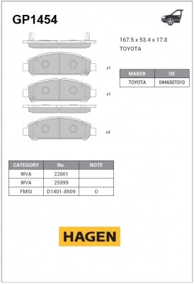 Колодки передние TOYOTA VENZA 08-16 GP1454 GP1454 SANGSIN