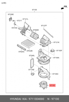Мотор отопителя KIA Optima (15-) салона OE 97113D4000 HYUNDAI KIA