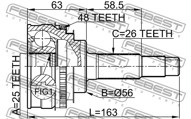 ШРУС внешний LEXUS RX300 98-03 0110-065A48 0110-065A48 FEBEST