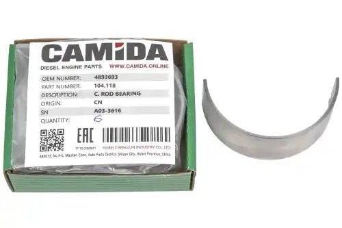 Вкладыш шатунный нижн. стандарт Cummins 6ISBe КАМАЗ CAMIDA Китай 104118 CAMIDA