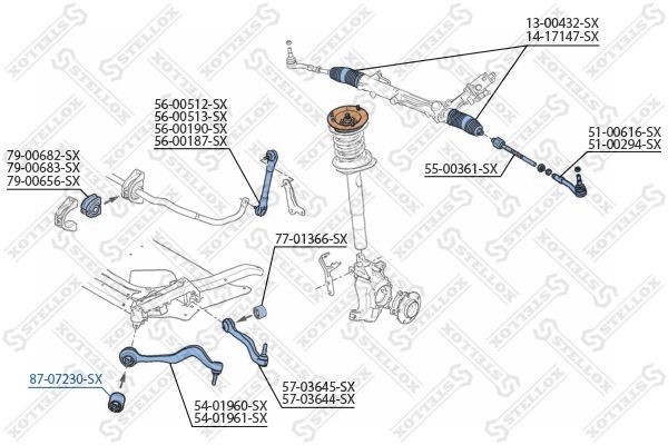 сайлентблок рычага перед нижн.!\ BMW 5 E60 03> 87-07230-SX STELLOX