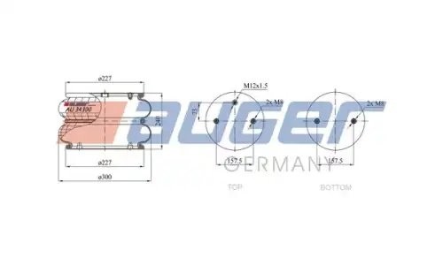 пневмоподушка! 2-х волновая подъемной оси  BPW AU 34300-2P22 AUGER