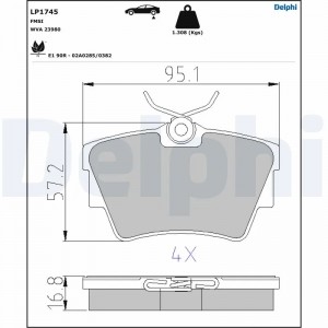 LP1745 колодки дисковые з.\ Renault Trafic, Opel Vivaro 1.9-2.5TDi 01> LP1745 DELPHI