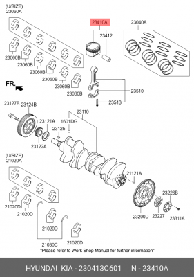 Поршень двигателя HYUNDAI ix55 (07-) KIA Mohave (07-) (3.8) STD-A с пальцем (1шт 230413C601 HYUNDAI KIA