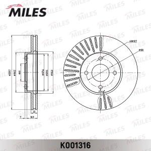 Диск тормозной передний D260мм. NISSAN NOTE 13-/MICRA 10- (TRW DF6430) K001316 K001316 MILES