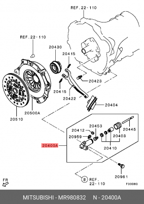 ЦИЛИНДР СЦЕПЛЕНИЯ РАБОЧИЙ MR980832 MR980832 MITSUBISHI