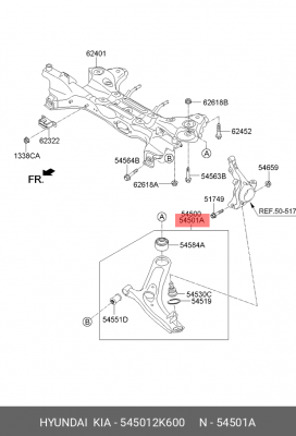Рычаг подвески KIA Soul (11-) передней правый OE 545012K600 HYUNDAI KIA