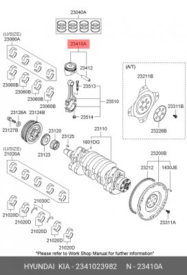 поршень двигателя c пальцем! STD\ Hyundai Tucson 04> 2341023982 HYUNDAI