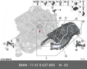 Кольцо уплотнительное BMW 1 (F20),3 (F30),5 (G30) впускного коллектора OE 11 61 8 637 800 BMW
