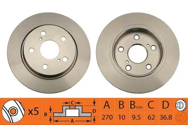 Диск тормозной задний TOYOTA AURIS 07- BR21184 BR21184 SB NAGAMOCHI