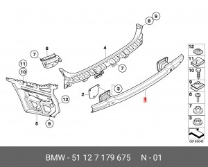Кронштейн бампера BMW 3 (E90) заднего OE 51 12 7 179 675 BMW