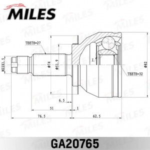 ШРУС наружный SUB LEGACY 03-09 GA20765 GA20765 MILES