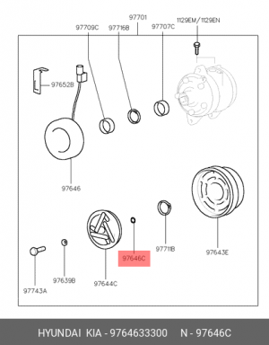 Кольцо упорное компрессора кондиционера HYUNDAI-KI HYUNDAI/KIA 9764633300 HYUNDAI KIA