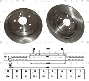 Диск тормозной задний SUBARU Impreza/Legacy 89- BS0146 BS0146 BLITZ