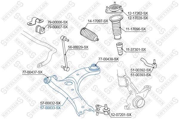 рычаг правый!\ Toyota Auris/Corolla 06> 57-00833-SX STELLOX