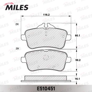 Колодки тормозные задние (Смесь CERAMIC серия PRO) MERCEDES GL X166/ML W166 (TRW E510451 MILES