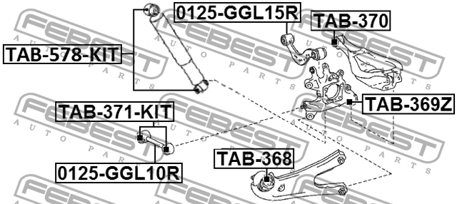 Рычаг задн подвески LEXUS RX 08-15, 15-, TOYOTA HIGHLANDER 13-19 0125-GGL15R 0125-GGL15R FEBEST