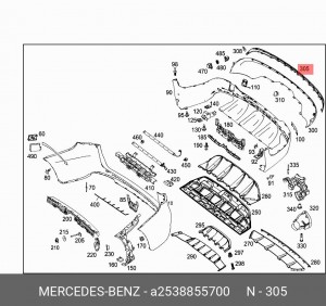 253 885 57 00 Trim Molding !Upper \17>22 MB GLC 43 AMG 3.0L V6 A2538855700 MERCEDES BENZ