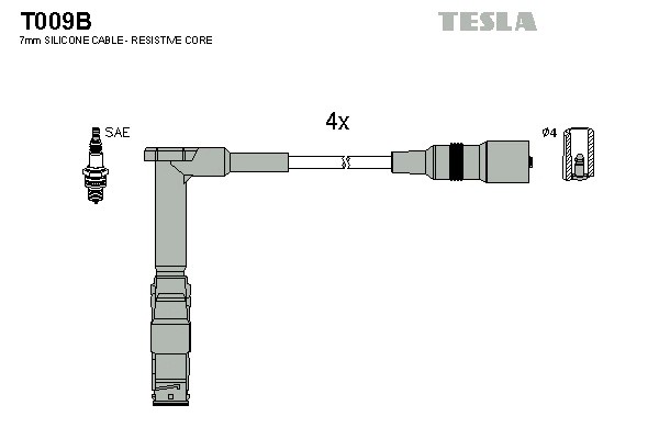 к-кт проводов!\ MB W124/W210 1.8/2.0/2.3 M111.920/940/960 92> T009B TESLA