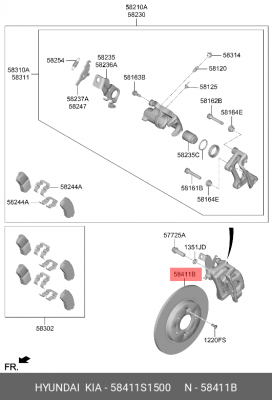 Диск тормозной HYUNDAI Palisade (19-),Santa Fe (18-) задний ОЕ 58411S1500 HYUNDAI KIA