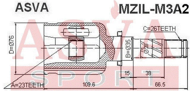 ШРУС ВНУТРЕННИЙ ЛЕВЫЙ 23X35X26 12 MZILM3A2 MZIL-M3A2 ASVA