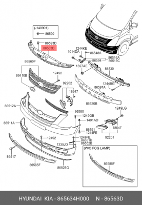 Кожух HYUNDAI Starex H-1 (07-) радиатора верхний OE 865634H000 HYUNDAI KIA