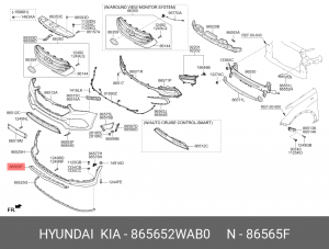 Накладка бампера HYUNDAI Santa Fe (17-) переднего нижняя OE 865652WAB0 HYUNDAI KIA