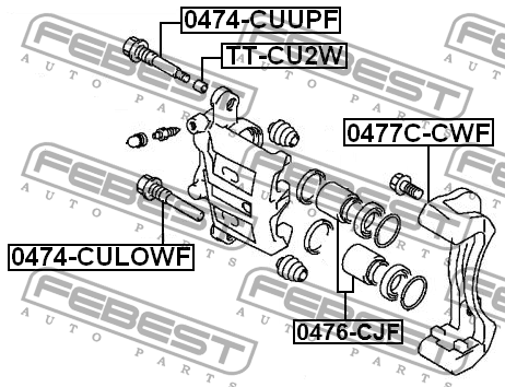 Втулка направляющая тормозного суппорта MITSUBISHI LANCER CY,CZ 2007.03- 0474-CU 0474-CUUPF FEBEST
