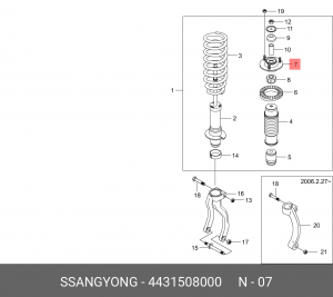 Опора амортизатора SSANGYONG Actyon (06-),Kyron (05-),Actyon Sports (06-),Rexton 4431508000 SSANG YONG