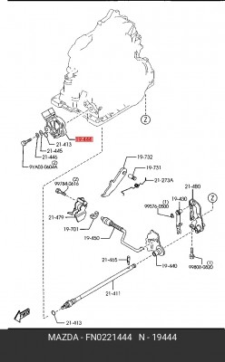 Датчик MAZDA 3,5,6 (03-) положения селектора АКПП OE FN02-21-444 MAZDA