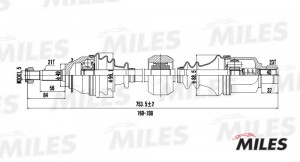 Привод в сборе RENAULT LOGAN I/SANDERO 1.2-1.6 04- правый под ABS GC02112 GC02112 MILES