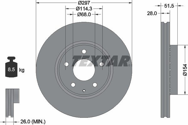 92295003 диск тормозной передний!\ Mazda CX-5 2.0/2.2D/2.5 11> 92295003 TEXTAR