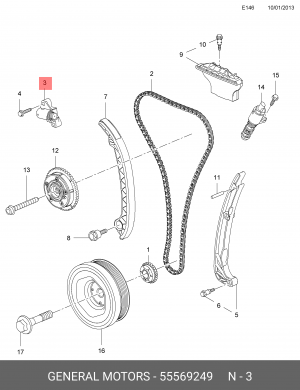 Натяжитель цепи ГРМ OPEL Insignia (08-) OE 55569249 GENERAL MOTORS