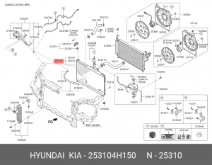 Радиатор HYUNDAI Starex H-1 (07-) (2.5-A) OE 253104H150 HYUNDAI KIA