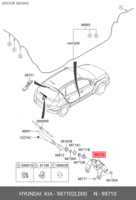 Мотор-редуктор стеклоочистителя HYUNDAI i30 (09-) заднего OE 987102L000 HYUNDAI KIA