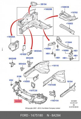 Панель FORD Focus 2 (04-) передняя OE 1 675 180 FORD
