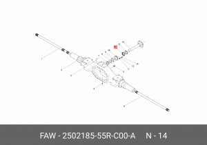 Сальник хвостовика среднего моста 2502185-55R-C00-A FAW