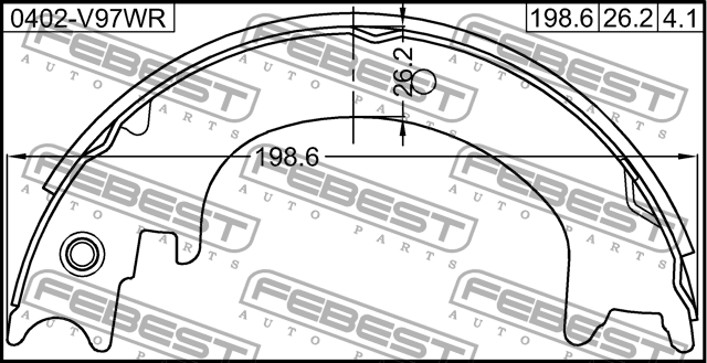 Колодки барабанные MITSUBISHI PAJERO V90# 2006.08- 0402-V97WR 0402-V97WR FEBEST